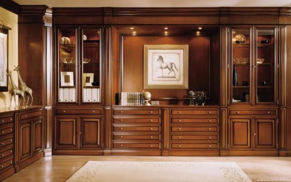 從整木定制辦公室欣賞定做護(hù)墻板、書(shū)柜之美